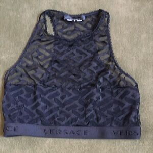 NEW Versace La Greca Tulle Sports Bra